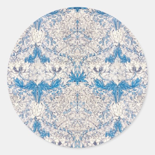 UMSCHLAG AUFKLEBER: WILLIAM MORRIS : BLAUE HONEYSU RUNDER AUFKLEBER (Vorderseite)