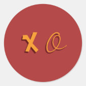 Umschlag Aufkleber "XO" mit festem Rot und Orange (Vorderseite)