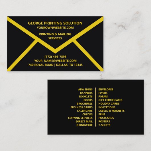 Umschlag Form Einzigartige Visitenkarte (Vorne/Hinten)