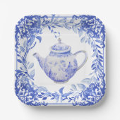 Umschlag für blaues und weißes Brautparty Pappteller (Vorderseite)