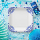 Umschlag für blaues und weißes Brautparty Pappteller (Party)