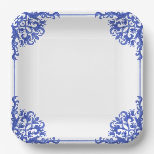 Umschlag für blaues und weißes Brautparty Pappteller (Vorderseite)