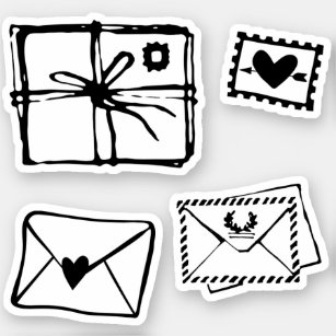 Umschlag Liebe Brief Herzstück Briefmarke wackeln  Aufkleber