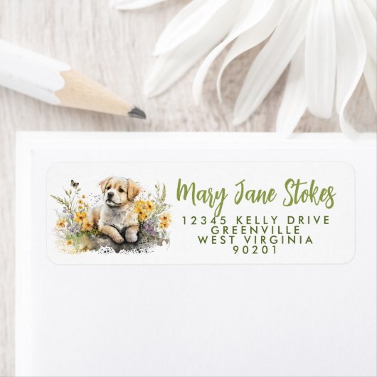 Umschlag RÜCKSENDEADRESSE Golden Retrieve Welpe (Insitu)