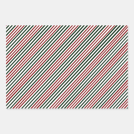 Umschlagpapier aus roten grünen Streifen, Set von Geschenkpapier Set (Vorderseite)