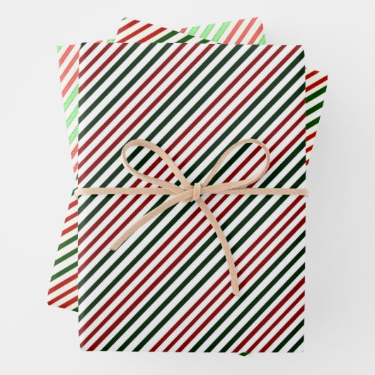 Umschlagpapier aus roten grünen Streifen, Set von Geschenkpapier Set (Beispiel)