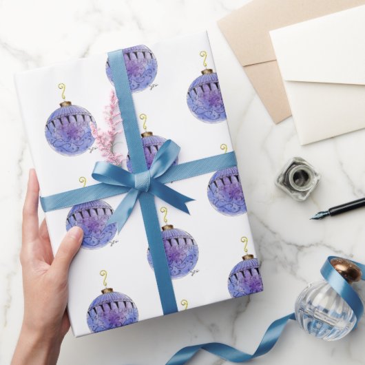 Umschlagpapier - Blauer Baumschmuck Geschenkpapier (Schenken)
