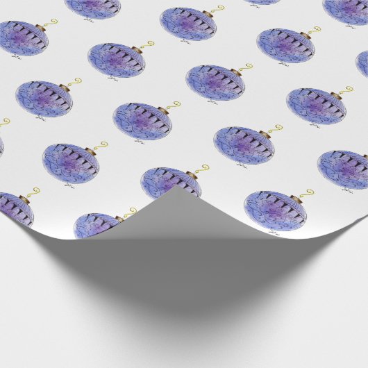 Umschlagpapier - Blauer Baumschmuck Geschenkpapier (Ecke)