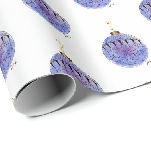 Umschlagpapier - Blauer Baumschmuck Geschenkpapier (Rolleneckpunkt)