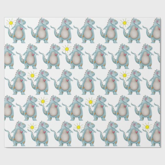 Umschlagpapier - blaues Dino-Design 2 Geschenkpapier (Flach)