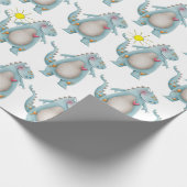 Umschlagpapier - blaues Dino-Design 2 Geschenkpapier (Ecke)