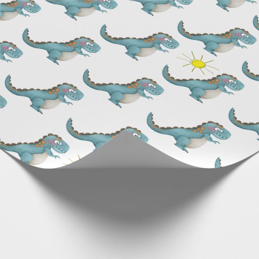 Umschlagpapier - Blue Dino Geschenkpapier (Ecke)
