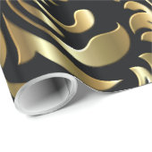 Umschlagpapier - Drama in Schwarz und Gold Geschenkpapier (Rolleneckpunkt)