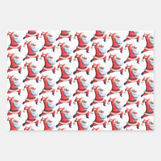 Umschlagpapier Flachblatt Set 3 TanzSanta Geschenkpapier Set (Vorderseite)