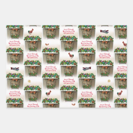 Umschlagpapier Flachblatt Set von 3 "Saint Chick" Geschenkpapier Set (Vorderseite 2)