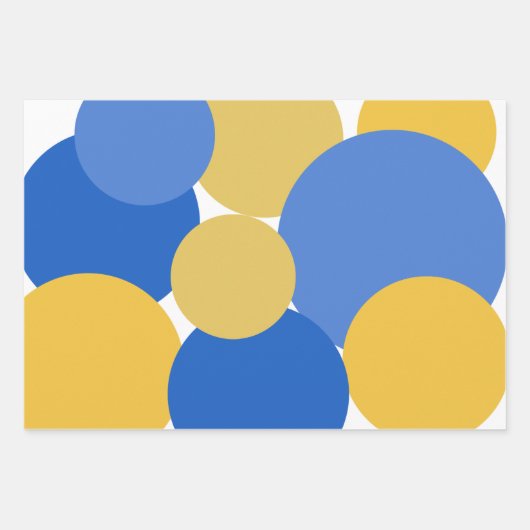 Umschlagpapier für blaue, gelbe und weiße Polka-Pu Geschenkpapier Set (Vorderseite)