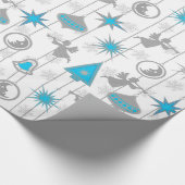 Umschlagpapier für blaue und silberne Weihnachtssc Geschenkpapier (Ecke)