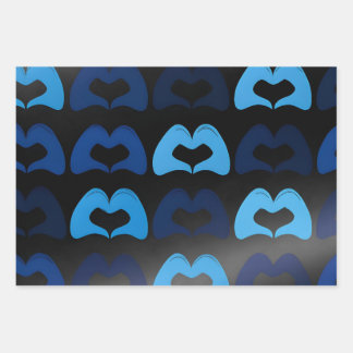 Umschlagpapier für blaues Herz - Premium Wrap Geschenkpapier Set