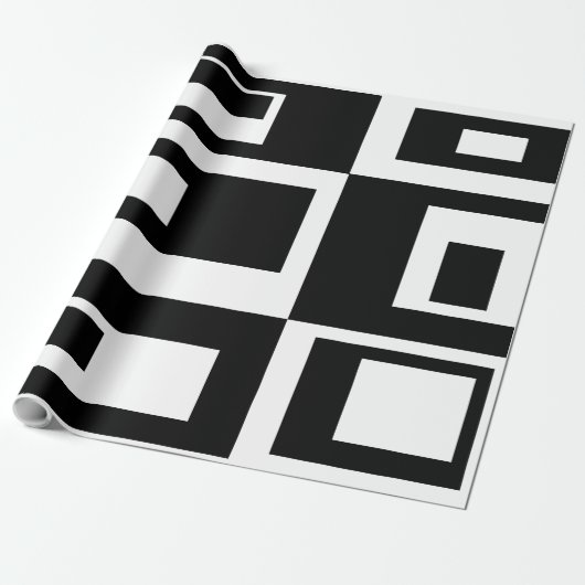 Umschlagpapier für die Abstrakten Quadrate in Schw Geschenkpapier (Ungerollt)