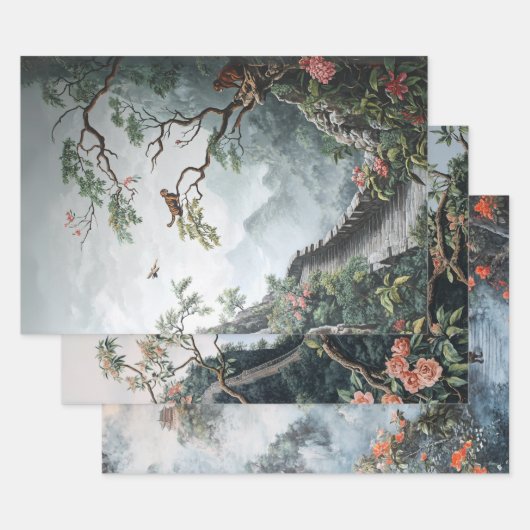 Umschlagpapier für die entkoppelte Chinoiserie Ins Geschenkpapier Set (Set)
