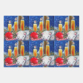 Umschlagpapier für Frettchen und Weihnachtskerzen Geschenkpapier Set (Vorderseite)