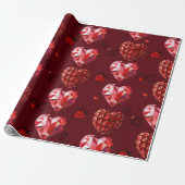 Umschlagpapier für geometrische rote Herzen Geschenkpapier (Ungerollt)