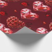 Umschlagpapier für geometrische rote Herzen Geschenkpapier (Ecke)