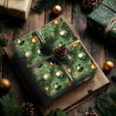 Umschlagpapier für grüne und goldene Ornamente Geschenkpapier