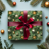 Umschlagpapier für grüne und goldene Ornamente Geschenkpapier