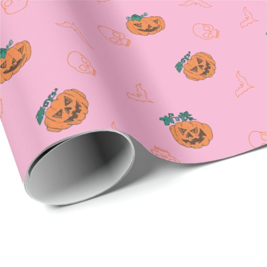 Umschlagpapier für Halloween - Pumpkins, Skulls, Geschenkpapier (Rolleneckpunkt)