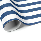 Umschlagpapier für Navy Blue und White Stripes Geschenkpapier (Rolleneckpunkt)