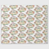 Umschlagpapier für niedliche florale Landtiere Geschenkpapier (Flach)