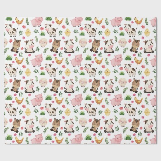 Umschlagpapier für niedliche Landtiere Geschenkpapier (Flach)