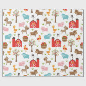 Umschlagpapier für niedliche Stall- und Nutztiere Geschenkpapier (Flach)