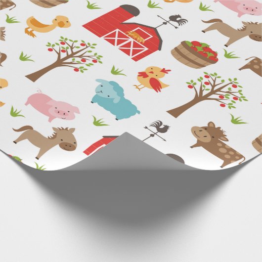 Umschlagpapier für niedliche Stall- und Nutztiere Geschenkpapier (Ecke)