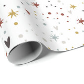 Umschlagpapier für niedliche Sterne und Herz Geschenkpapier (Rolleneckpunkt)