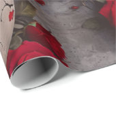 Umschlagpapier für Schädel und Rote Rosen Geschenkpapier (Rolleneckpunkt)