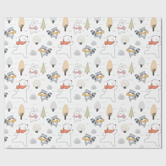 Umschlagpapier für schöne Waldtiere Geschenkpapier (Flach)