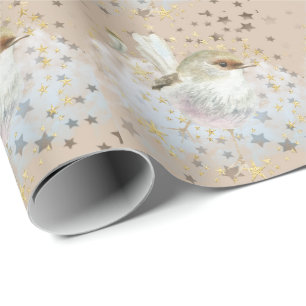 Umschlagpapier für Vögel und Sterne Geschenkpapier