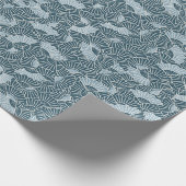 Umschlagpapier - japanische Fans in Denim Geschenkpapier (Ecke)