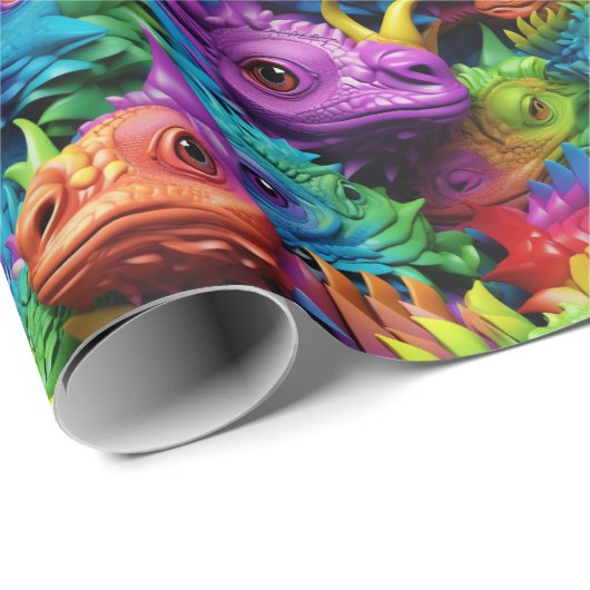 Umschlagpapier - Kleine Stolze Drachen 1 Geschenkpapier (Rolleneckpunkt)