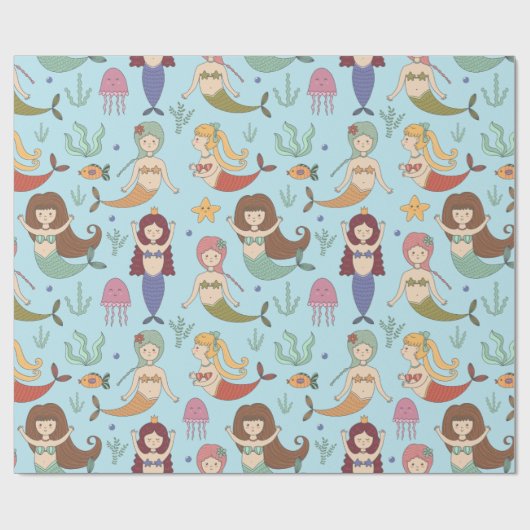 Umschlagpapier - Lasst uns Mermaids sein Geschenkpapier (Flach)