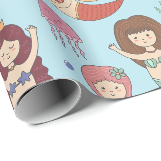 Umschlagpapier - Lasst uns Mermaids sein Geschenkpapier (Rolleneckpunkt)