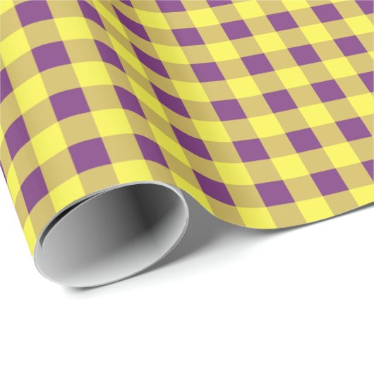 Umschlagpapier, Lila und gelb Gingham Geschenkpapier (Rolleneckpunkt)