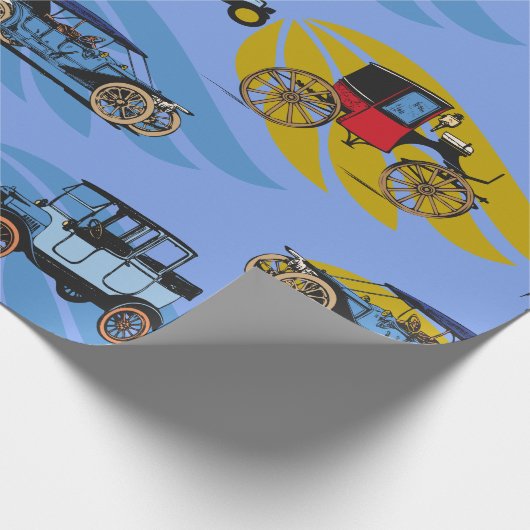 Umschlagpapier mit antiken Autos (GRAND VATER) Geschenkpapier (Ecke)