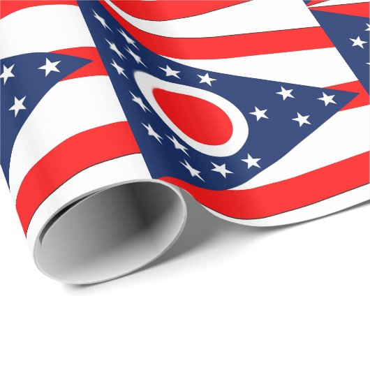 Umschlagpapier mit der Flagge Ohio Geschenkpapier (Rolleneckpunkt)
