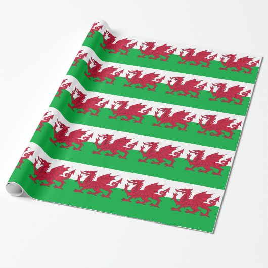 Umschlagpapier mit der Flagge von Wales, Vereinigt Geschenkpapier (Ungerollt)