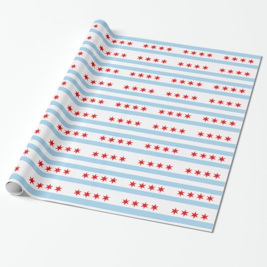 Umschlagpapier mit Flagge von Chicago Geschenkpapier (Ungerollt)