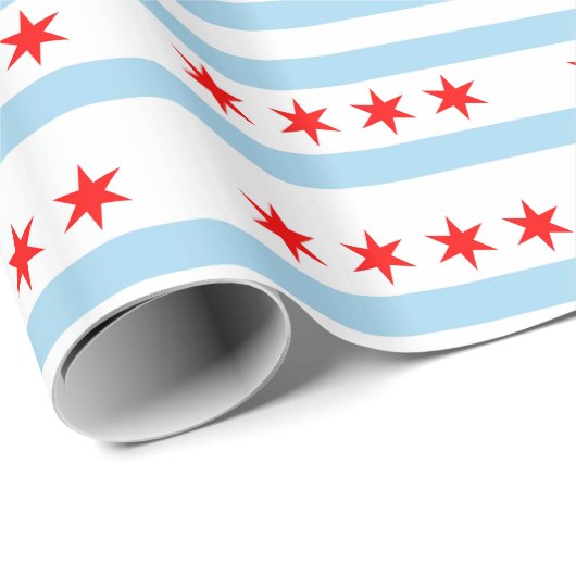 Umschlagpapier mit Flagge von Chicago Geschenkpapier (Rolleneckpunkt)