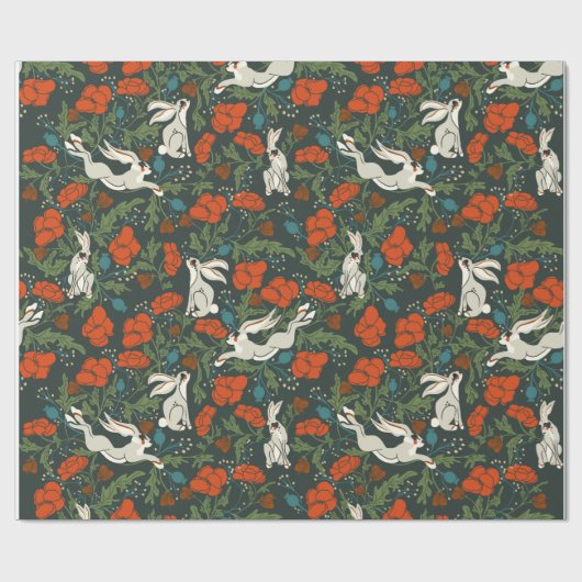 Umschlagpapier mit Hasen in Pappi-Gartenpatter Geschenkpapier (Flach)
